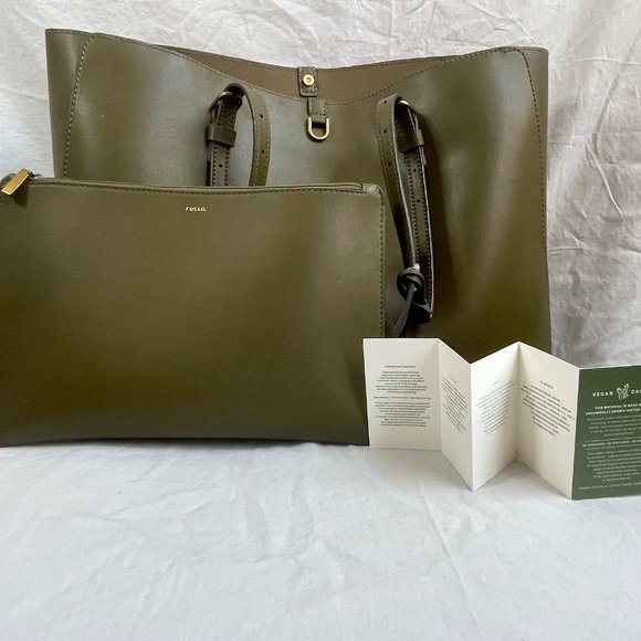 Fossil Kier Cactus Leather Tote Green *Small Scratch* - Picture 1 of 9